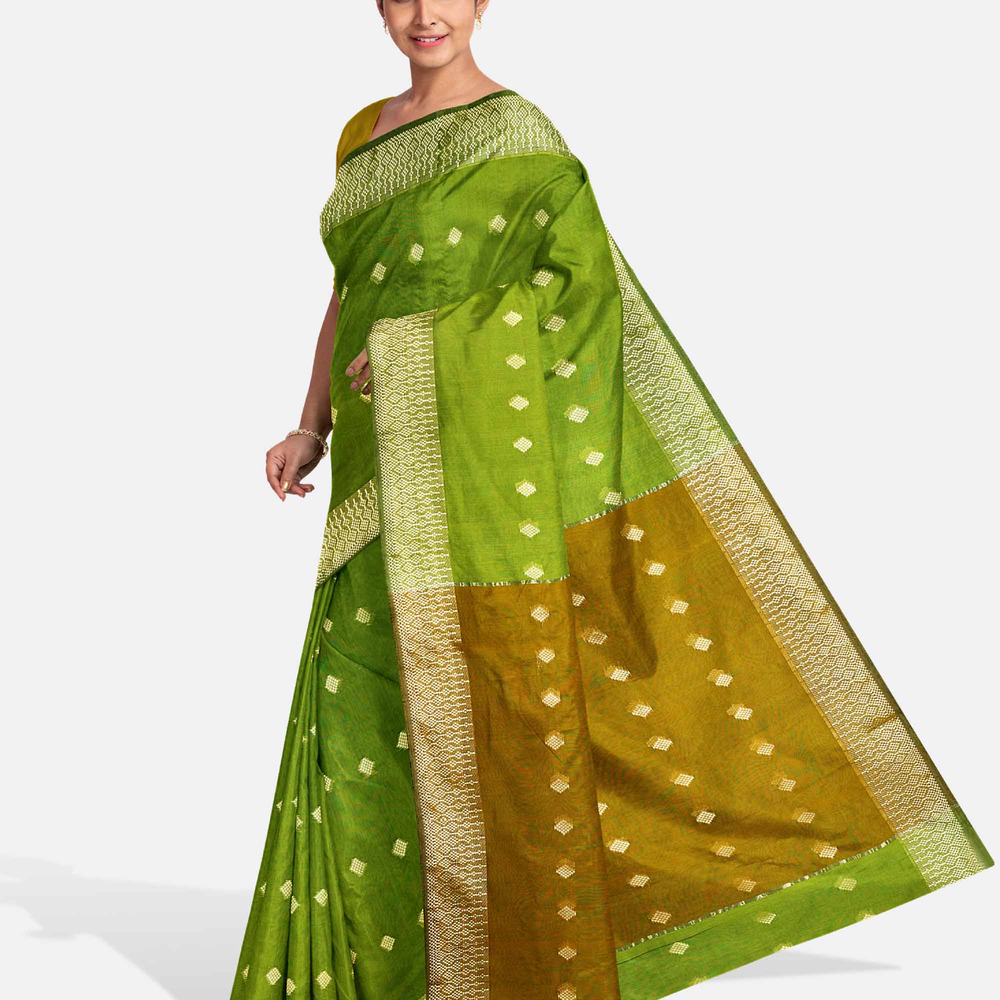 Neon Green Half Silk Saree